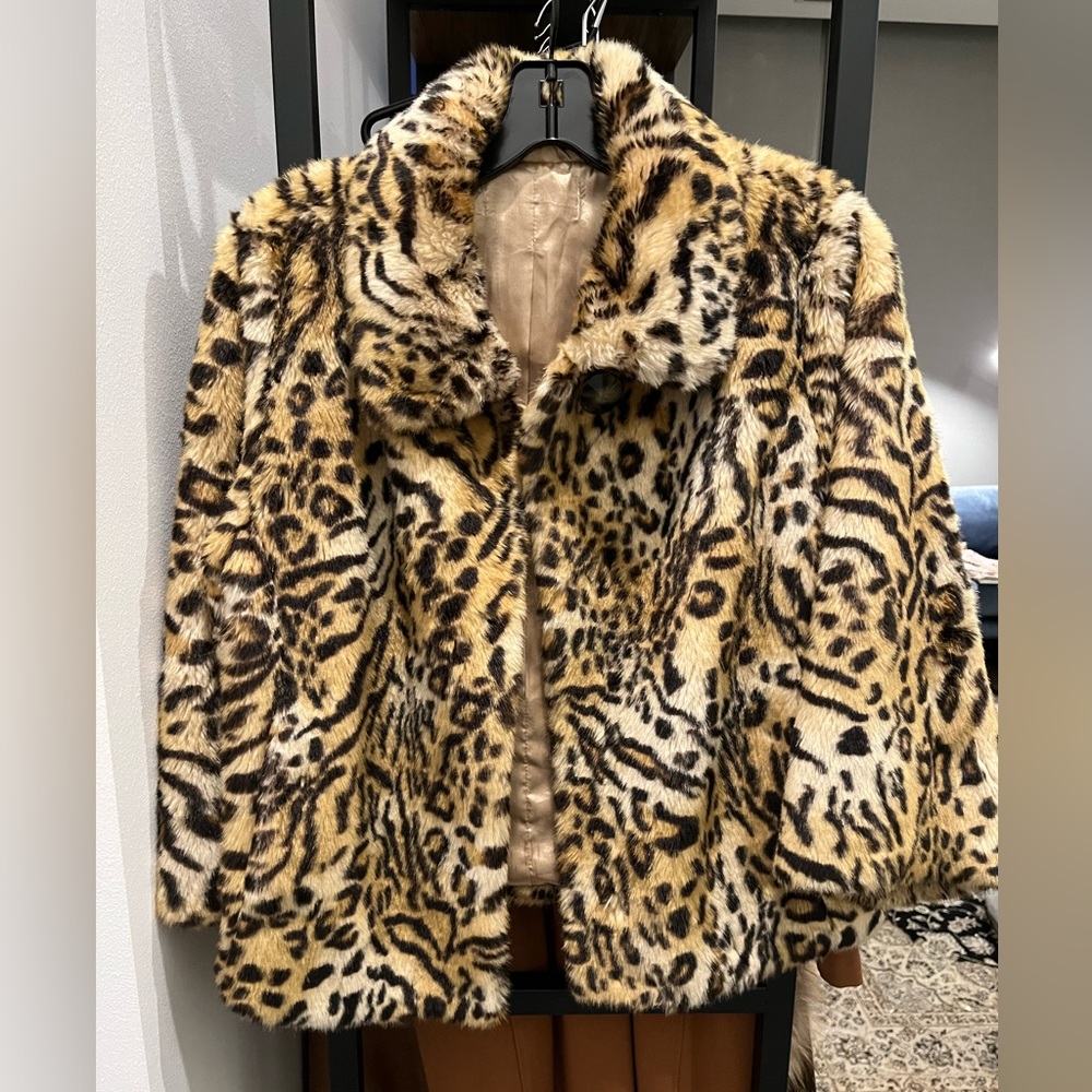 faux fur cheetah print coat